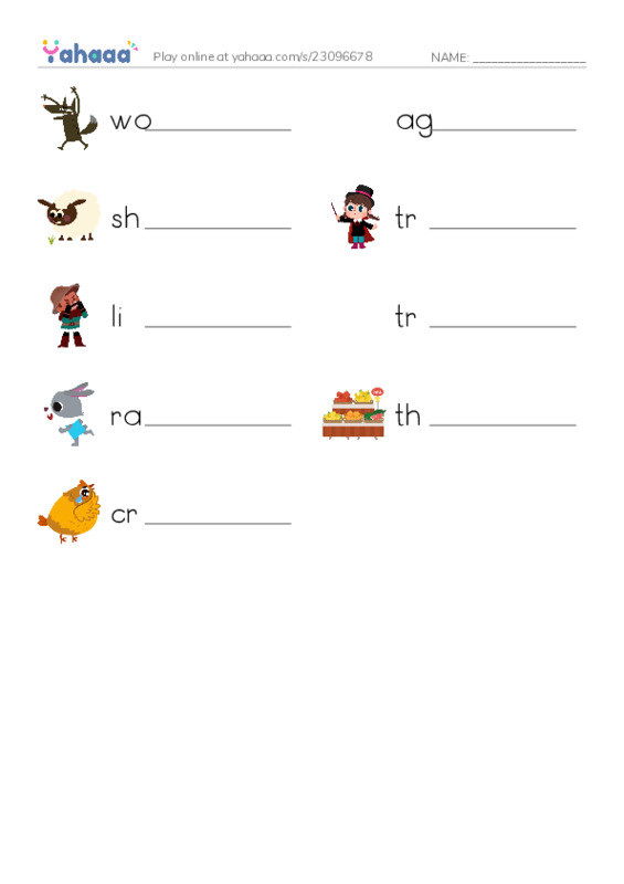 RAZ Vocabulary E: The Boy Who Cried Wolf PDF worksheet writing row