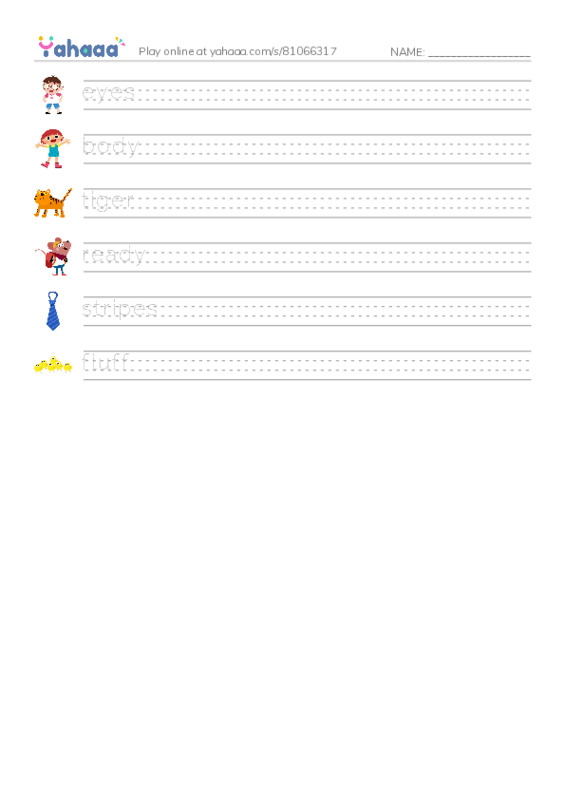 RAZ Vocabulary E: Too Much Work PDF write between the lines worksheet