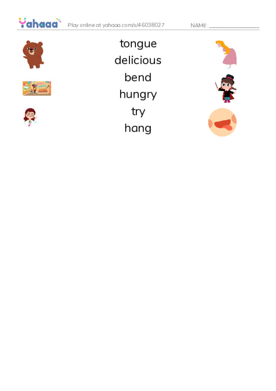 RAZ Vocabulary E: Whats for Dinner PDF three columns match words