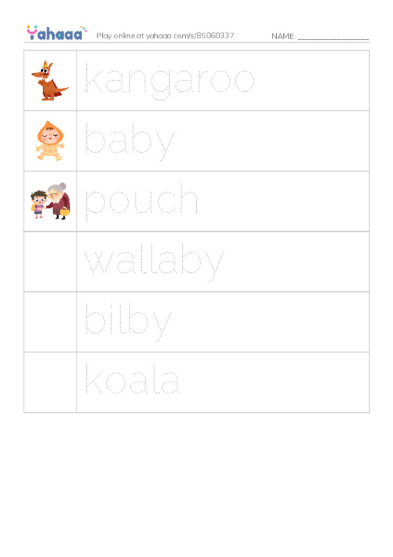 RAZ Vocabulary E: Whats In That Pouch PDF one column image words