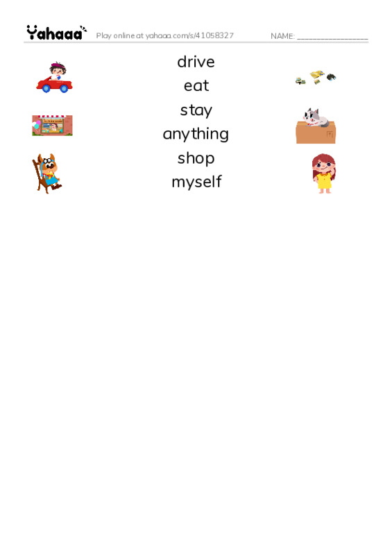 RAZ Vocabulary E: When I Grow Up PDF three columns match words