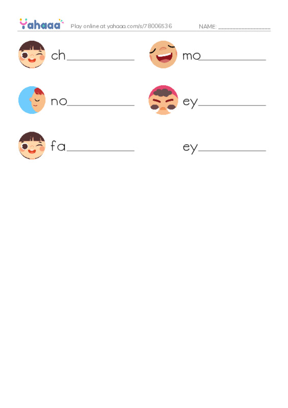 RAZ Vocabulary F: A Clown Face PDF worksheet writing row