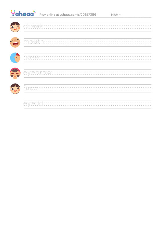 RAZ Vocabulary F: A Clown Face PDF write between the lines worksheet