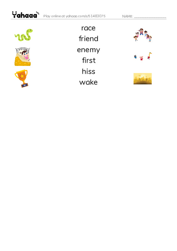 RAZ Vocabulary F: Best of Friends PDF three columns match words