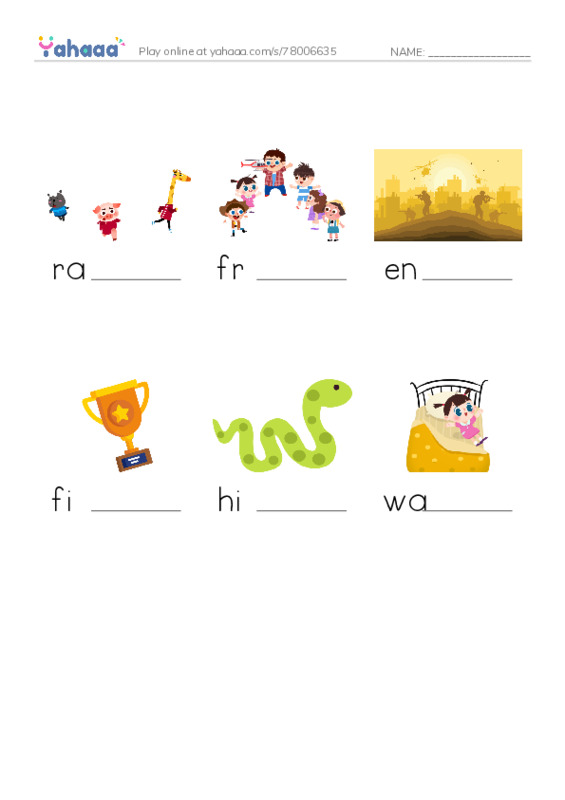RAZ Vocabulary F: Best of Friends PDF worksheet to fill in words gaps