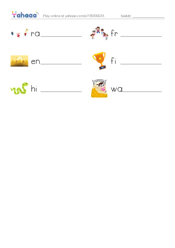 RAZ Vocabulary F: Best of Friends PDF worksheet writing row