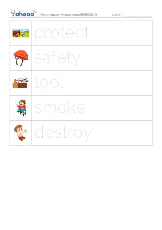 RAZ Vocabulary F: Firefighters PDF one column image words