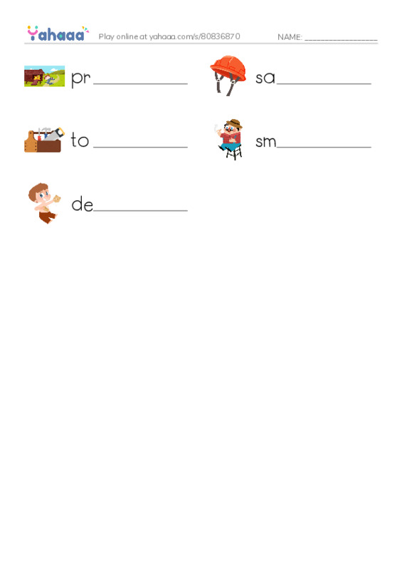 RAZ Vocabulary F: Firefighters PDF worksheet writing row
