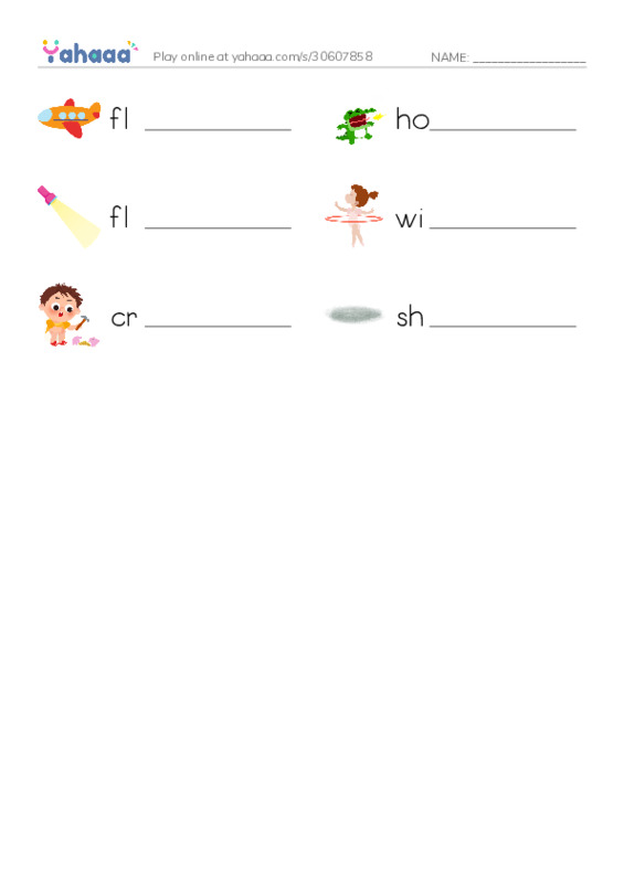 RAZ Vocabulary F: Flashlight Shadow Show PDF worksheet writing row