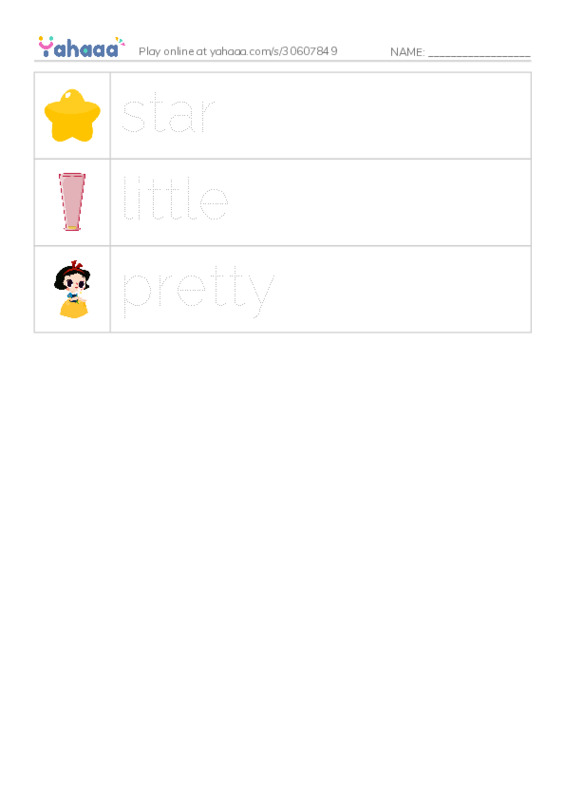 RAZ Vocabulary F: Friends in the Stars PDF one column image words