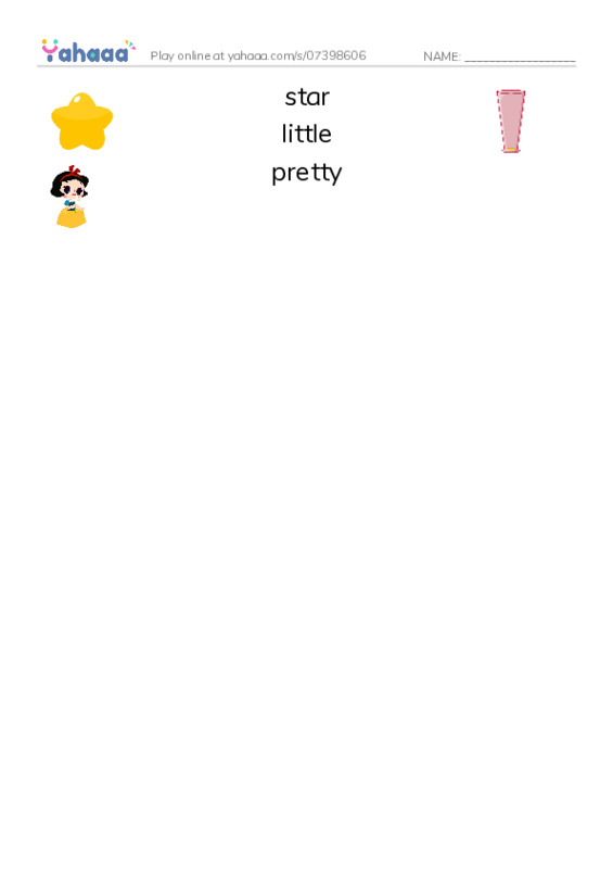 RAZ Vocabulary F: Friends in the Stars PDF three columns match words