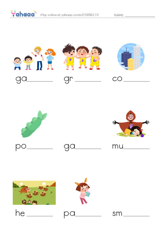 RAZ Vocabulary F: Gaggle Herd and Murder PDF worksheet to fill in words gaps