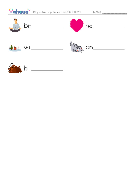 RAZ Vocabulary F: Hibernation PDF worksheet writing row