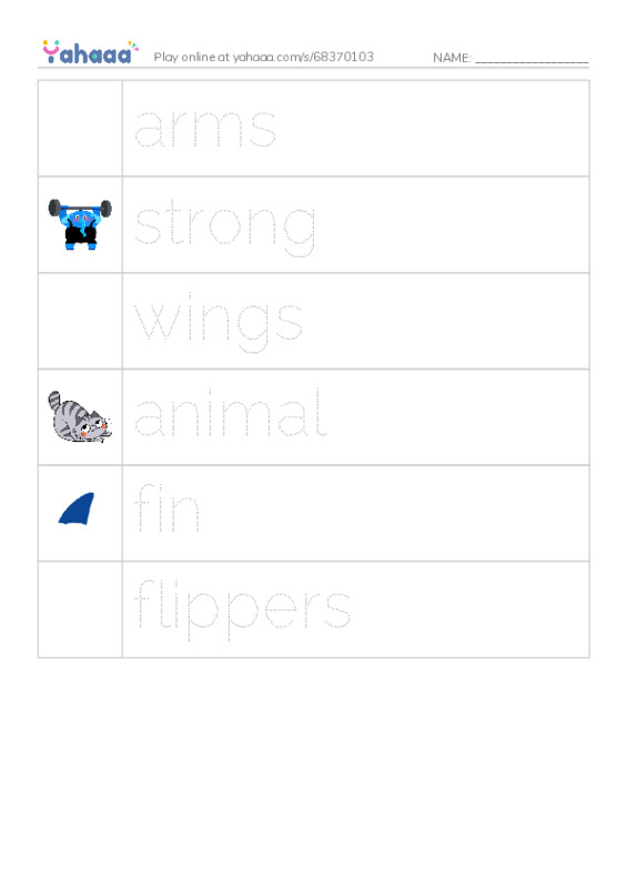 RAZ Vocabulary F: How Do They Move PDF one column image words