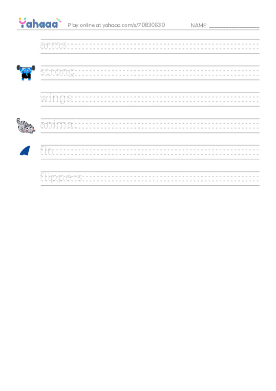 RAZ Vocabulary F: How Do They Move PDF write between the lines worksheet