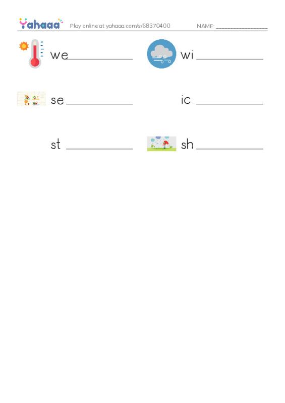 RAZ Vocabulary F: How Is the Weather Today PDF worksheet writing row