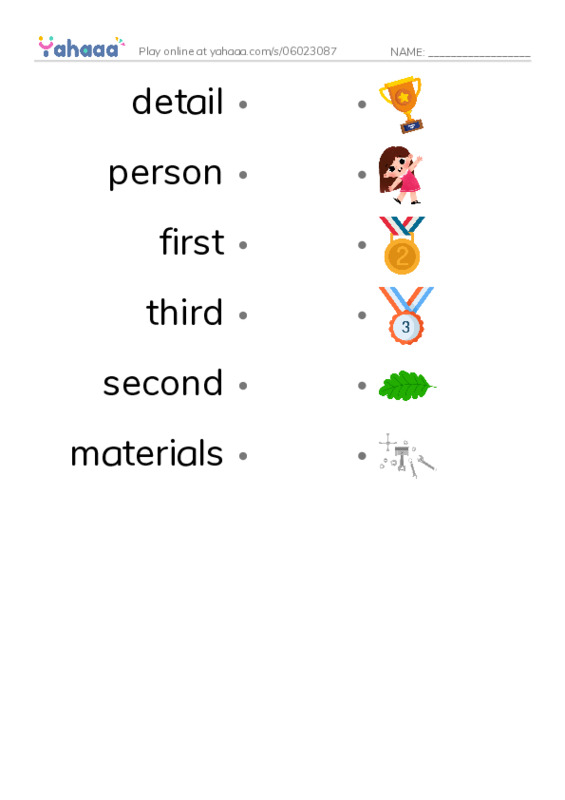 RAZ Vocabulary F: How to Make a Snow Person PDF link match words worksheet