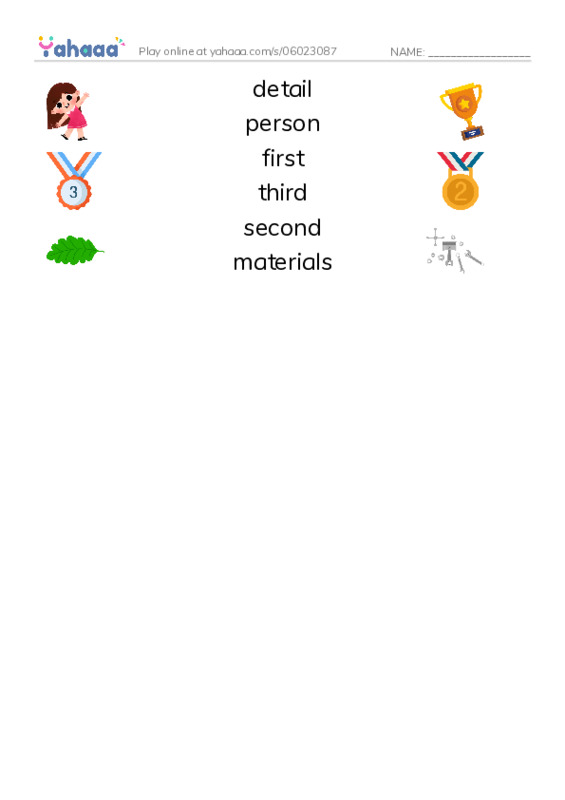 RAZ Vocabulary F: How to Make a Snow Person PDF three columns match words