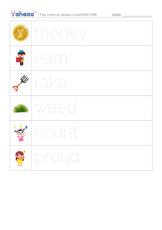 RAZ Vocabulary F: Jobs for James PDF one column image words