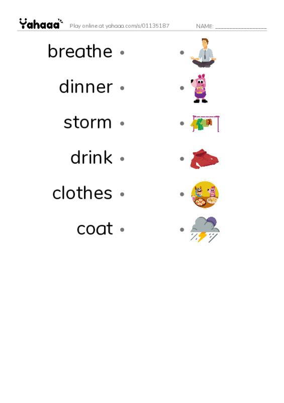RAZ Vocabulary F: Needs and Wants PDF link match words worksheet