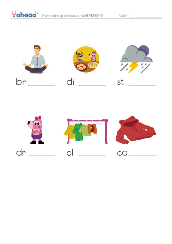 RAZ Vocabulary F: Needs and Wants PDF worksheet to fill in words gaps