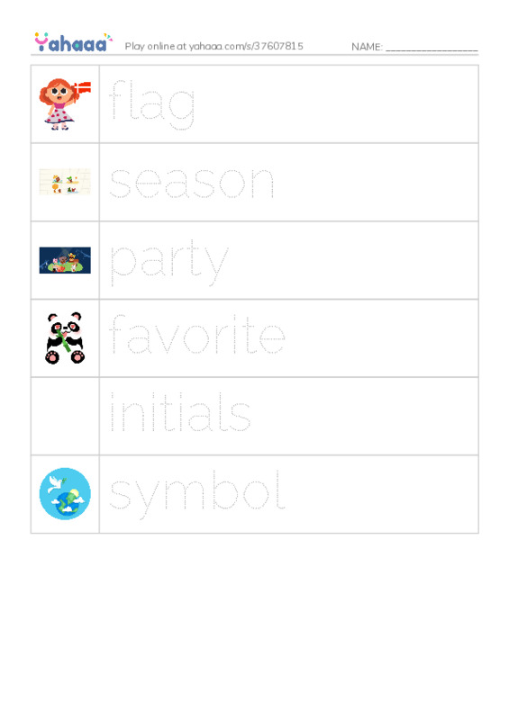 RAZ Vocabulary F: Our Class Flag PDF one column image words