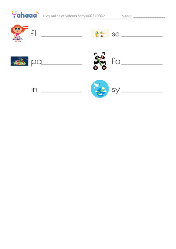 RAZ Vocabulary F: Our Class Flag PDF worksheet writing row