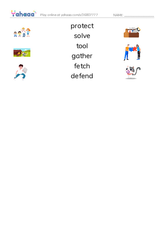 RAZ Vocabulary F: Smart Crows PDF three columns match words