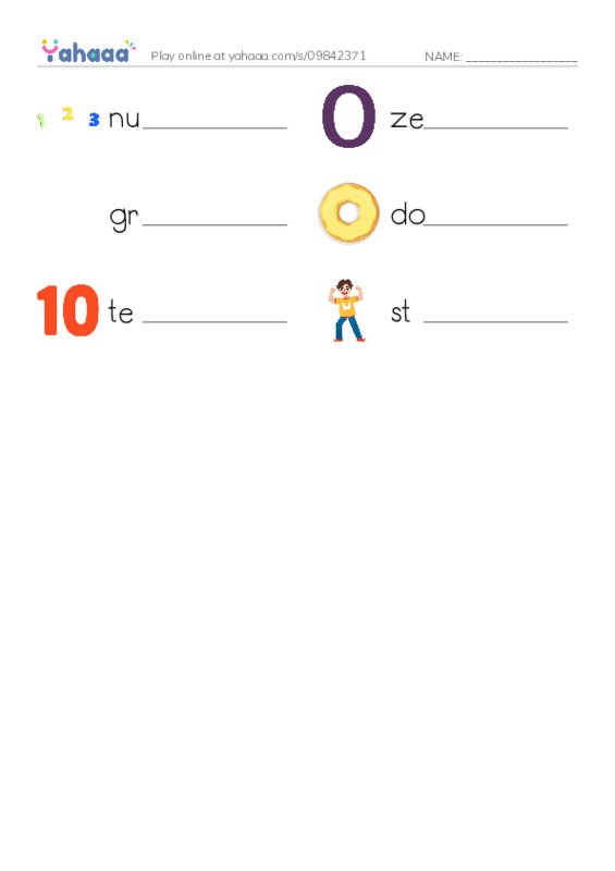 RAZ Vocabulary F: SuperZero PDF worksheet writing row
