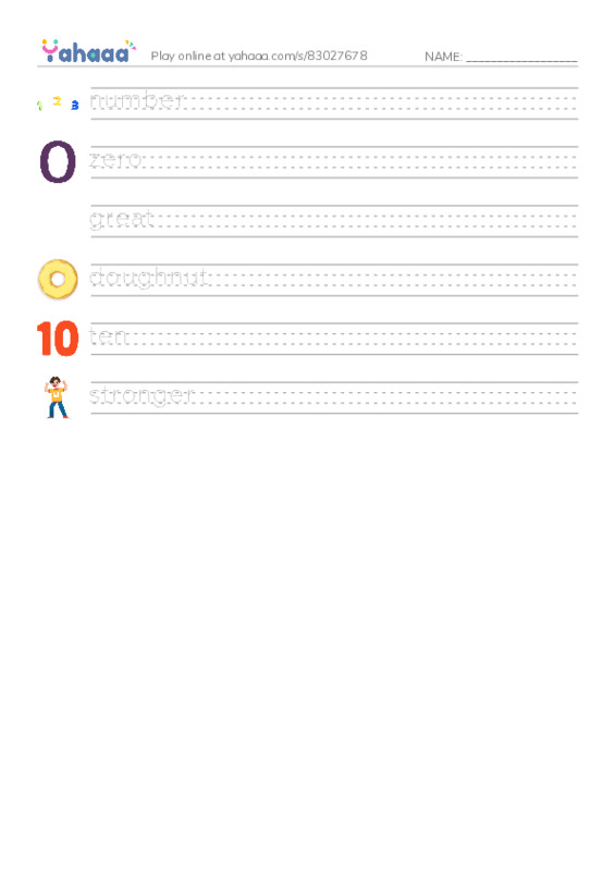RAZ Vocabulary F: SuperZero PDF write between the lines worksheet
