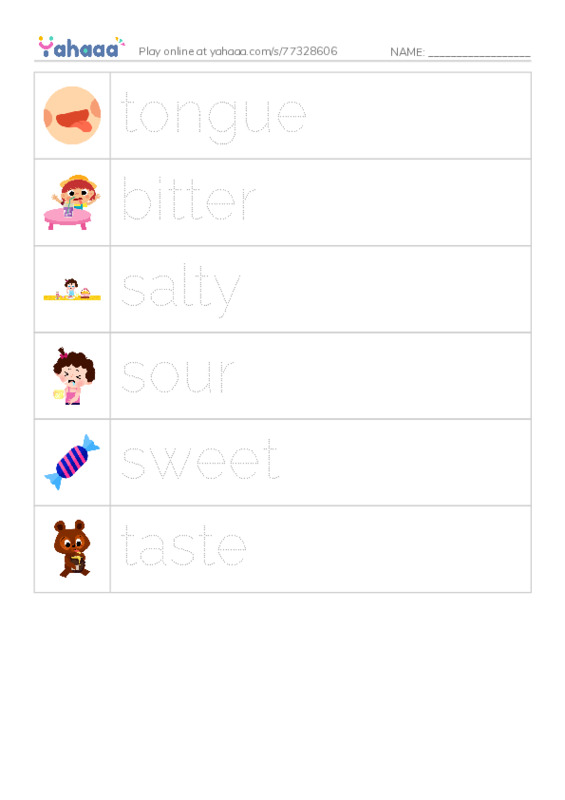 RAZ Vocabulary F: Taste This PDF one column image words