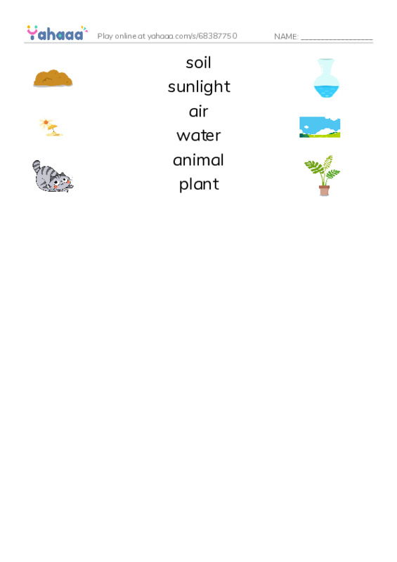 RAZ Vocabulary F: The Food Chain PDF three columns match words