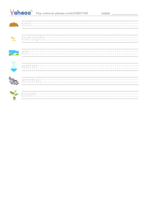 RAZ Vocabulary F: The Food Chain PDF write between the lines worksheet