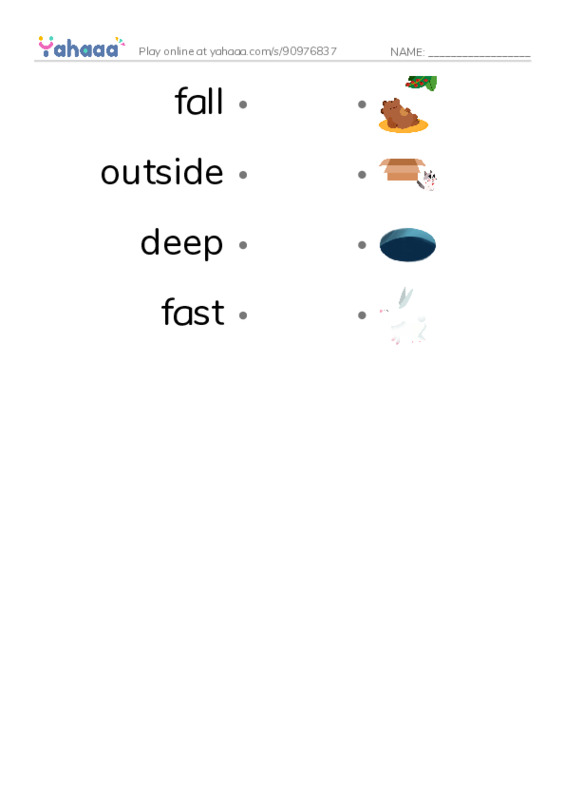 RAZ Vocabulary F: The Snowstorm PDF link match words worksheet