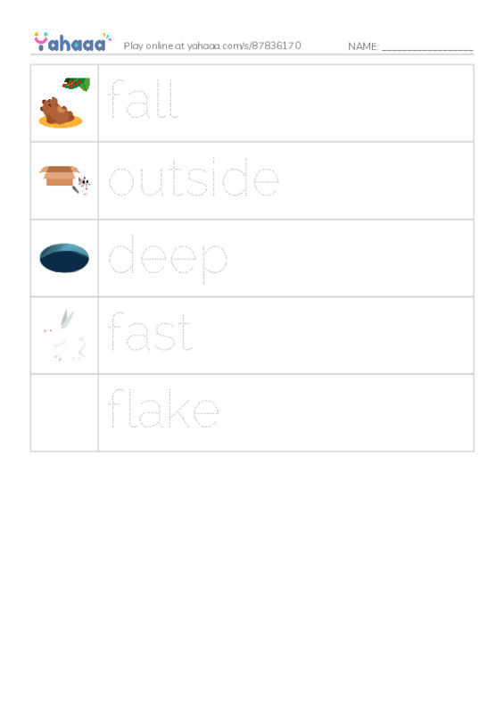 RAZ Vocabulary F: The Snowstorm PDF one column image words