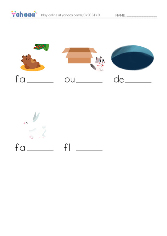 RAZ Vocabulary F: The Snowstorm PDF worksheet to fill in words gaps