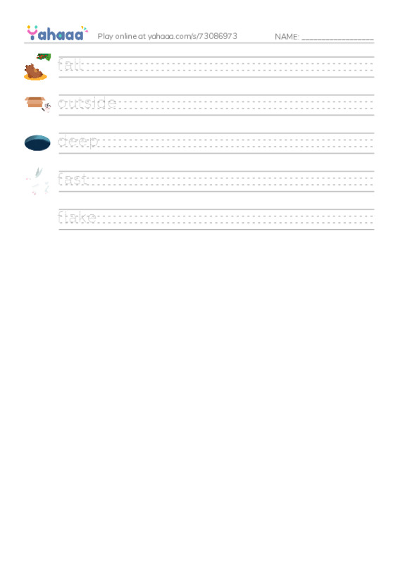 RAZ Vocabulary F: The Snowstorm PDF write between the lines worksheet