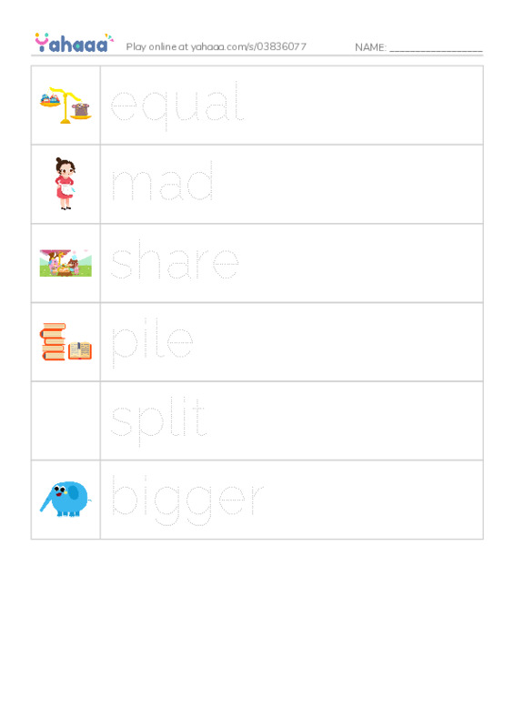 RAZ Vocabulary F: Two for Me One for You PDF one column image words