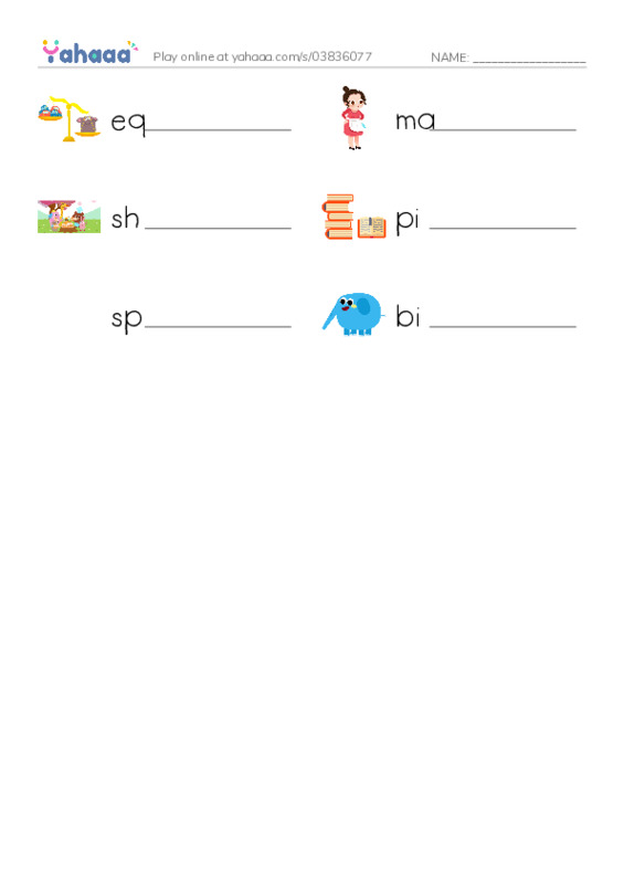 RAZ Vocabulary F: Two for Me One for You PDF worksheet writing row