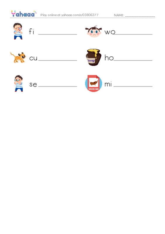 RAZ Vocabulary F: Where Is Cub PDF worksheet writing row