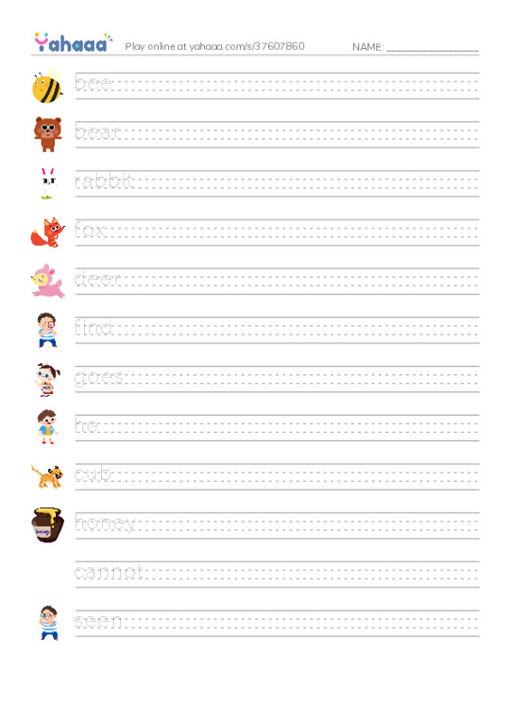 RAZ Vocabulary F: Where Is Cub1 PDF write between the lines worksheet