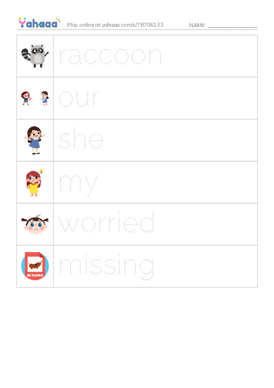 RAZ Vocabulary F: Where Is Cub2 PDF one column image words