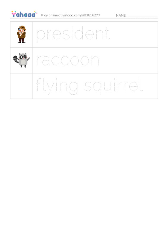 RAZ Vocabulary F: White House Pets2 PDF one column image words