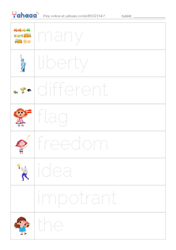 RAZ Vocabulary G: American Symbols PDF one column image words