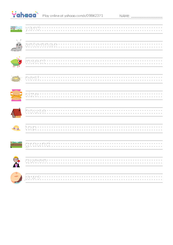 RAZ Vocabulary G: Ants Ants and More Ants PDF write between the lines worksheet