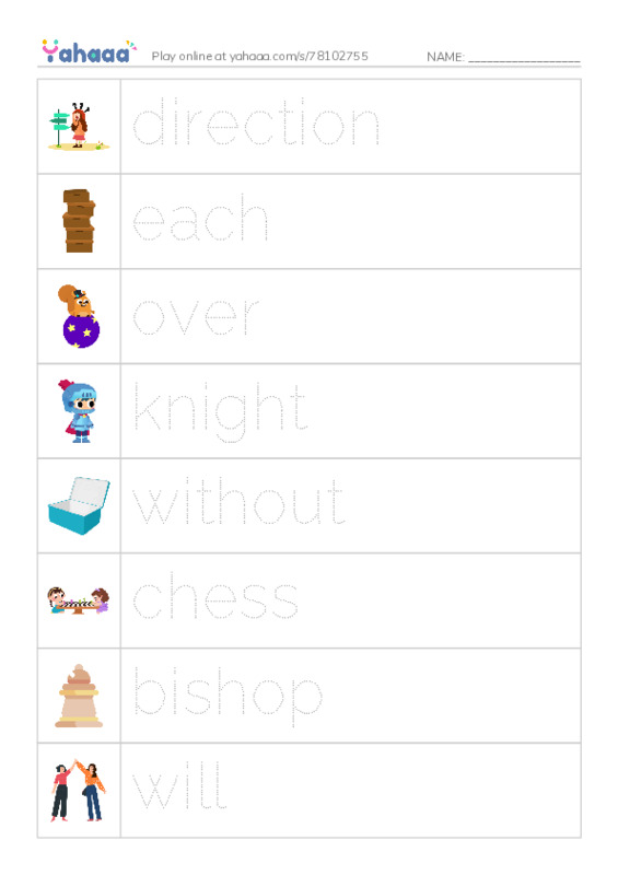 RAZ Vocabulary G: Chess PDF one column image words