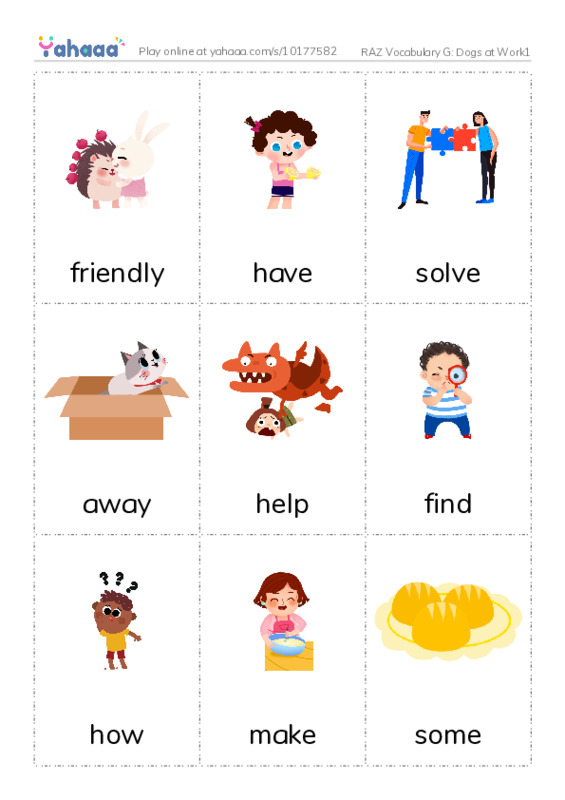 RAZ Vocabulary G: Dogs at Work1 PDF flaschards with images