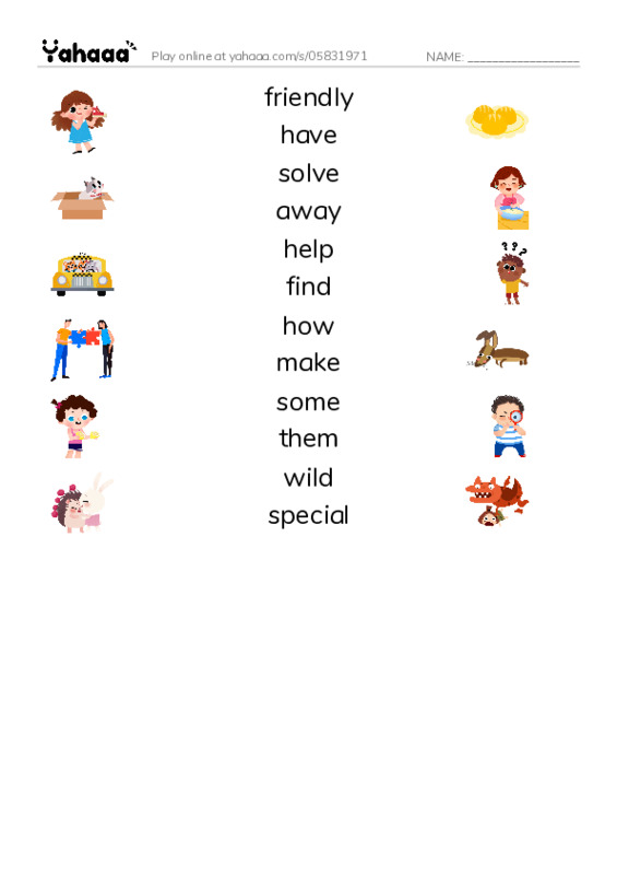 RAZ Vocabulary G: Dogs at Work1 PDF three columns match words