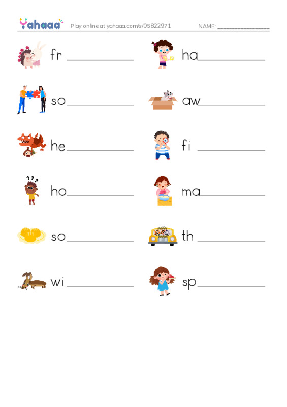 RAZ Vocabulary G: Dogs at Work1 PDF worksheet writing row