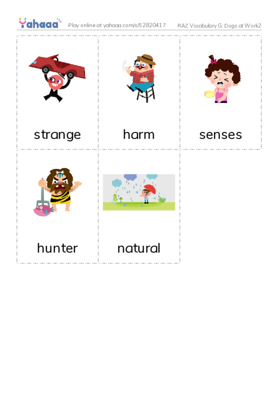 RAZ Vocabulary G: Dogs at Work2 PDF flaschards with images